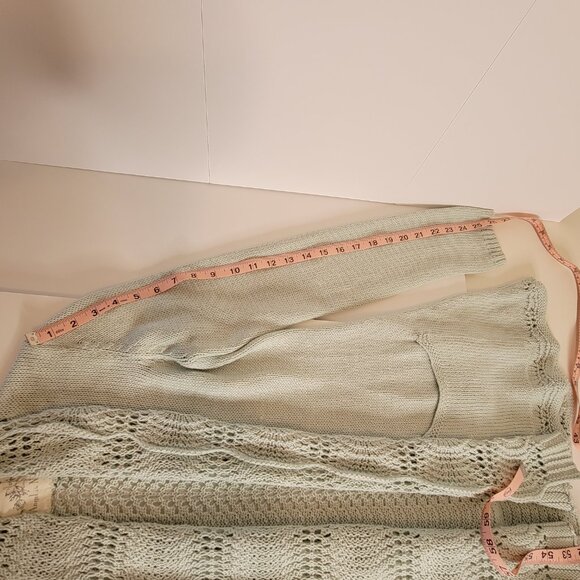 'New' Angle of the North Cotton Knit & Crochet Mint Green Cardigan Size M - Picture 8 of 10
